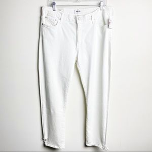 NWT Agolde Toni Mid Rise Straight Jeans Women's 32 White Ankle Length